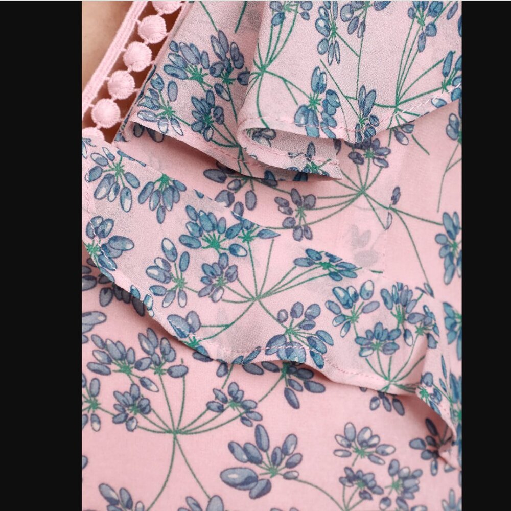 Lulus Darling Daydream Blue and Pink Floral Print Ruffled Maxi Dress - Picture 7 of 9